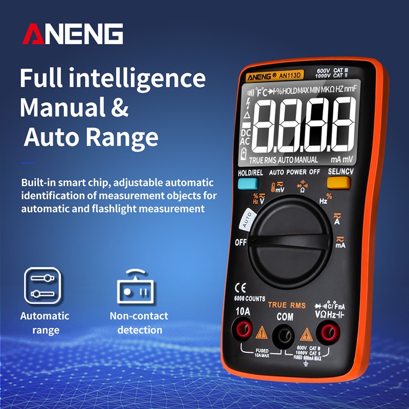 ANENG AN113D Intelligent Auto Measure True – RMS Digital Multimeter 