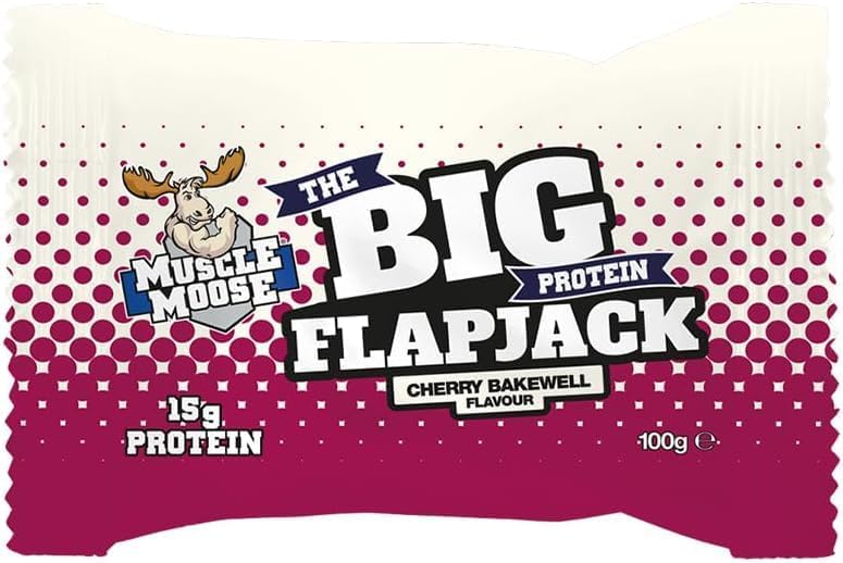 Muscle Moose Big Protein Flapjack, Protein Oat Bar, Oatmeal 15g Protein,100g (PACK OF 1, CHERRY BAKEWELL)  FROM DUBAI (SAM). 