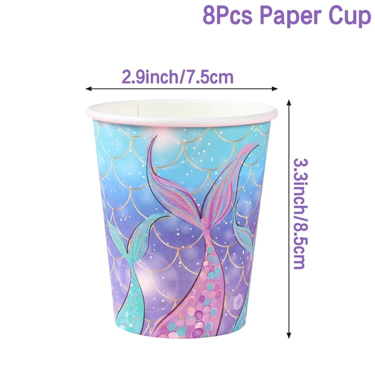 paper plates Mermaid Disposable Tableware Set Paper Plates Cups Little Mermaid Birthday Party Decorations Girl Baby Shower Party SuppliesParty Tableware. 