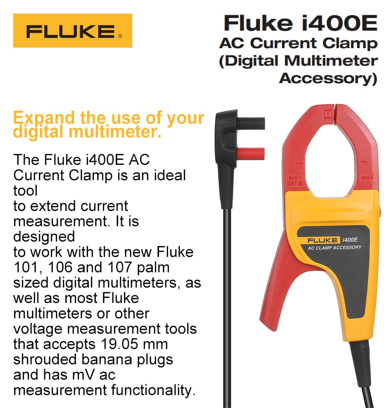 Fluke I400E 400A AC Current Clamp 4mm Banana Plug For Multimeter 15B 17B 101 