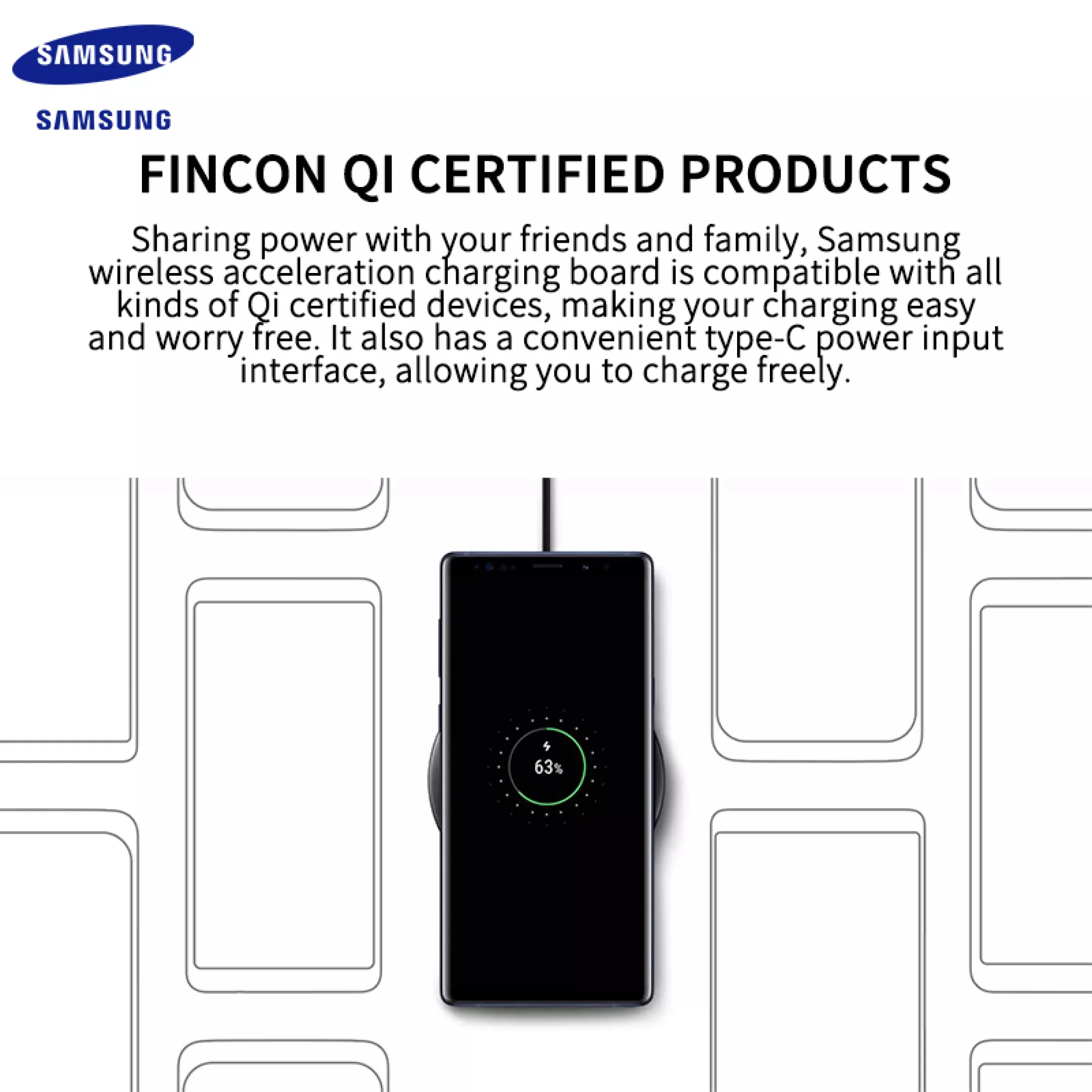 100%Original Samsung Wireless Charger Original EP-P1100 15W Qi Smart Fast charging adapter with Type C USB Interface For Samsung Galaxy S10 S9 S8 Note 10+ 9/iPhone X XR XS 8/ Smart Pad. 