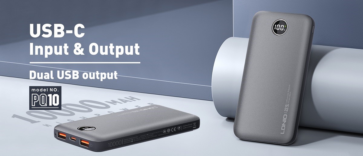 LDNIO PQ10 10,000Mah 22.5W Super Fast Charging Ultra Slim Power Bank Type-C 20W. 