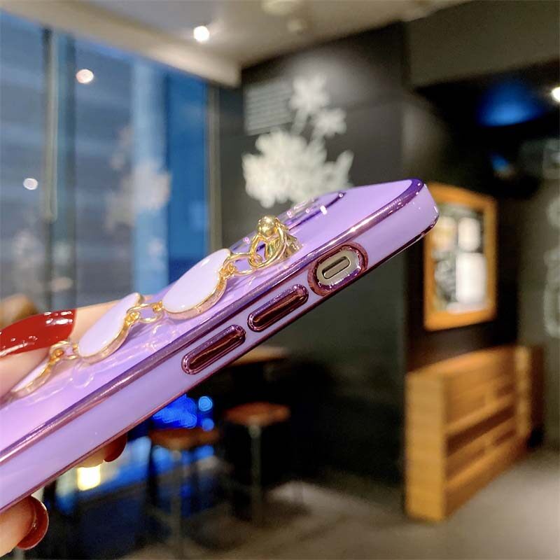 Phone Case For OPPO Reno 8 5G Back Cover Transparent Plating Electroplating Shiny Cases + Love Bracelet for OPPO Reno 8 5G Cover Casing. 