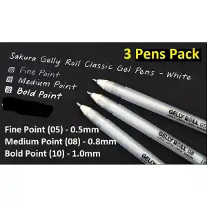 10 Pack White Gel Pens for Art 0.8mm 0.7 mm Fine Point Gel Pen