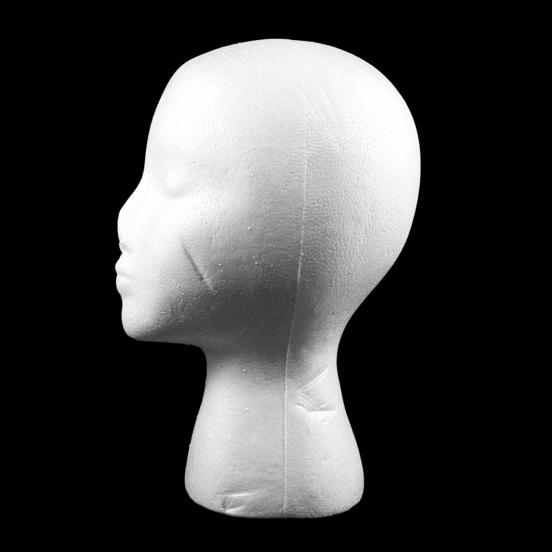 27.5 x 52cm Dummy / mannequin head Female Foam(Polystyrene) Exhibitor for cap, headphones, hair accessories and wigs Woman Mannequin Foam. 