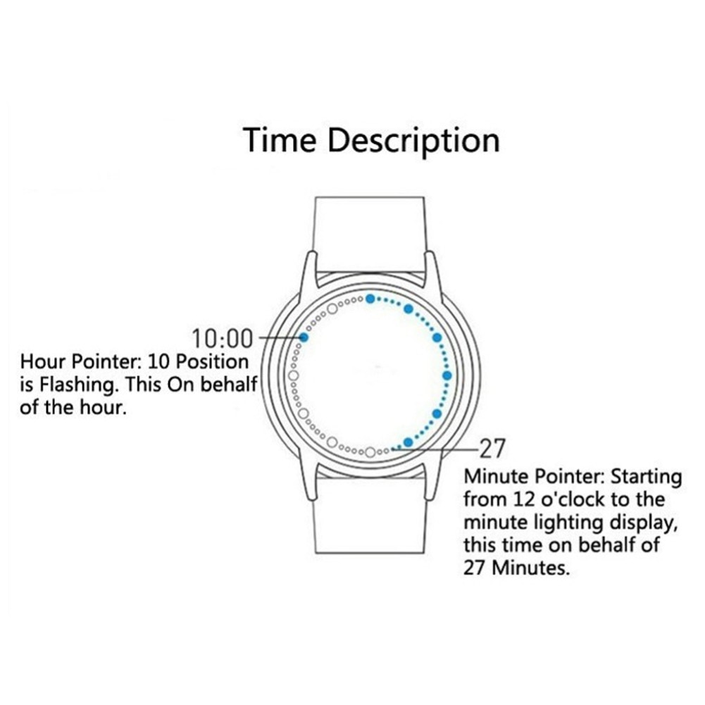 Fashion Men LED Tou-ch Control Round Dial Faux Leather Band Quartz Wrist Wa Ladies Dress Watches Gift Luxury. 