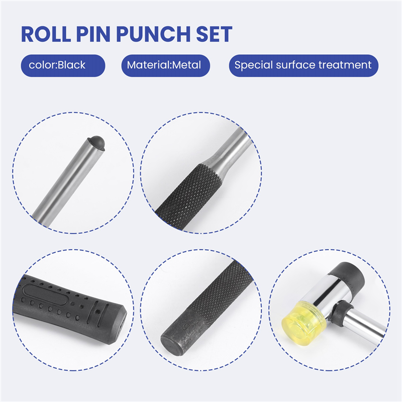 9pcs Roll Pin Punch Set Hand Remover Cylindrical D... – Grandado - View #5
