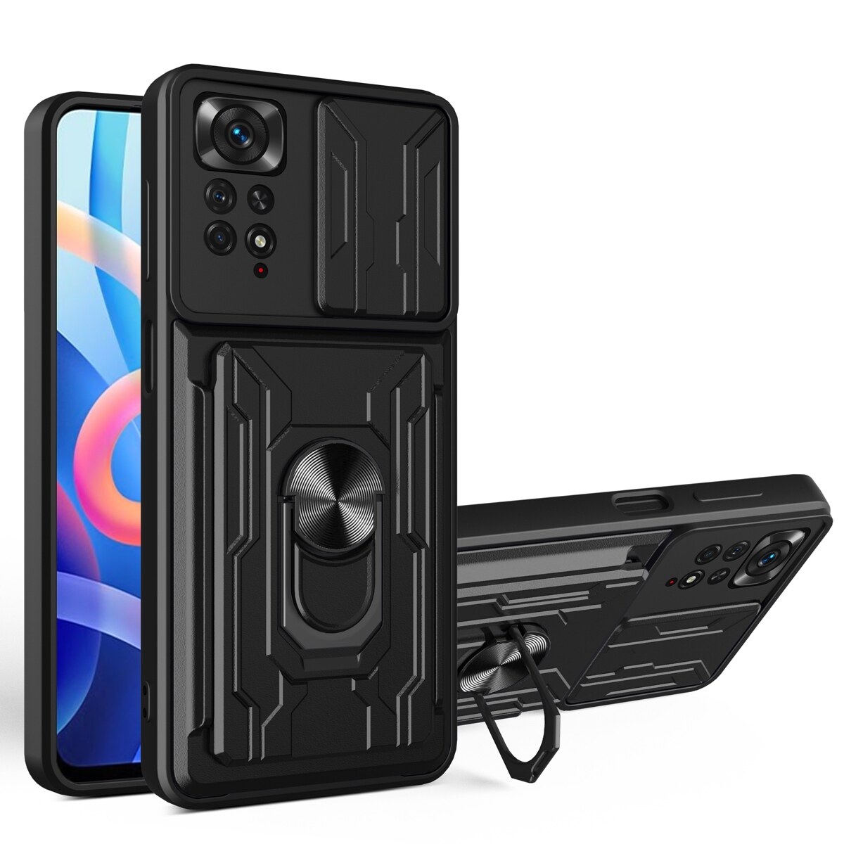 SEAHAI Case For Xiaomi Redmi Note 11 / Redmi Note 11S 4G, Ultra Thin Hard Translucent PC Matte Back Soft TPU Silicone Dual Layer Hybrid Shockproof Cover, With Ring Holder Kickstand, Yellow