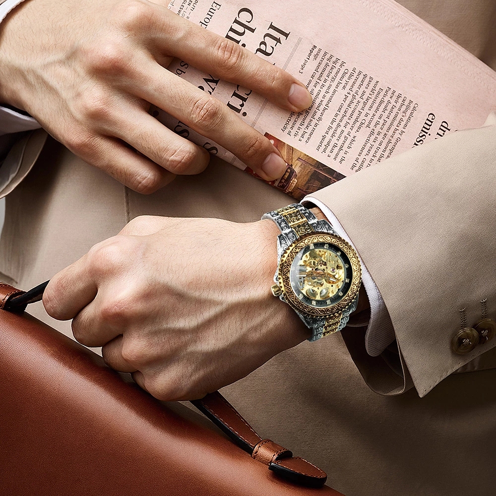 Forsining brand fashionable business waterproof stainless steel strap automatic mechanical men's watch. 