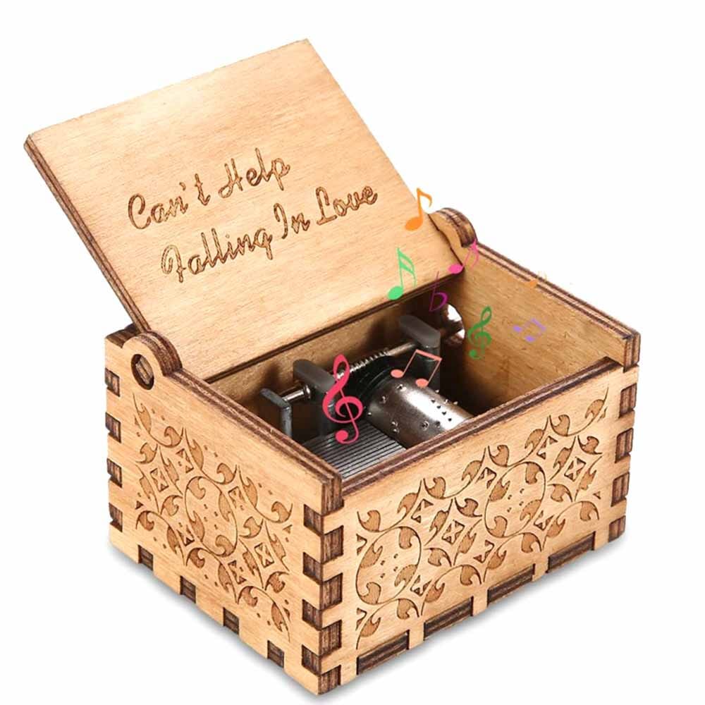 Engraved Music Box Wood Music Boxes,laser Engraved Vintage Wooden Sunshine Musical Box Gifts