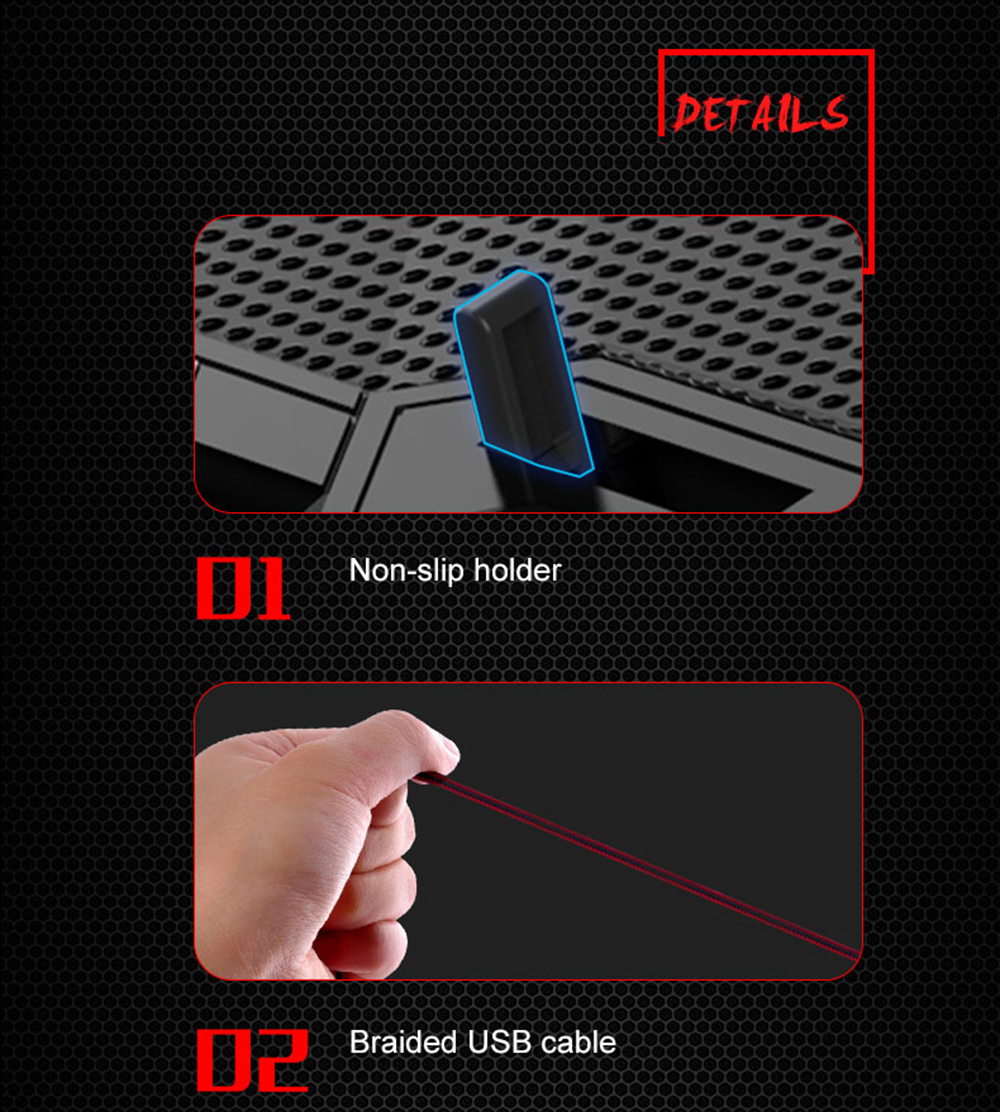 HXSJ 17 inch Gaming La-ptop Cooler Six Fan Led Screen Two USB Port 2600 RPM La-ptop Cooling Pad Stand. 