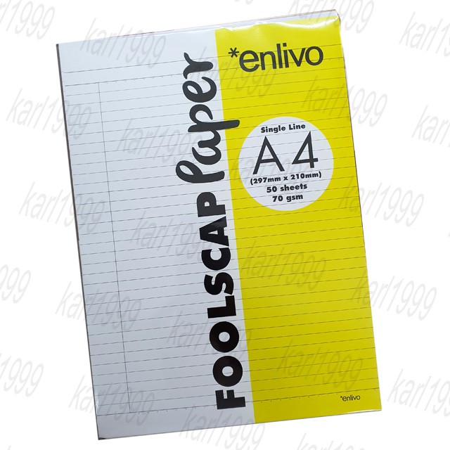 FOOLSCAP PAPER (A4 Size) SINGLE RULED (100/500 SHEETS). 
