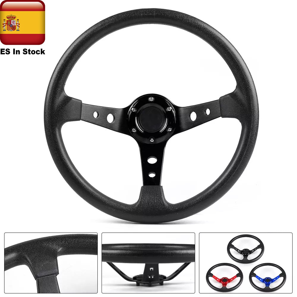 14inch 350mm Racing PU Leather Steering Wheel Aluminum Alloy Deep Corn Dish Sport Drifting Steering Wheels Universal（black）. 