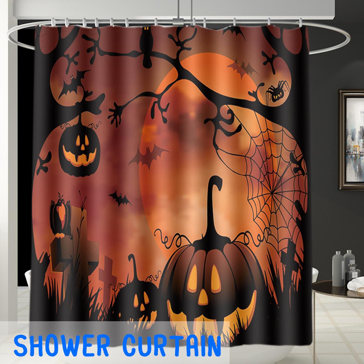 Halloween Pumpkin Shower Curtain BathMat Toilet Cover Rugs Bathroom Set 1/3/4Pcs Halloween Pumpkin Shower Curtain BathMat Toilet Cover Rugs Bathroom Set 1/3/4Pcs