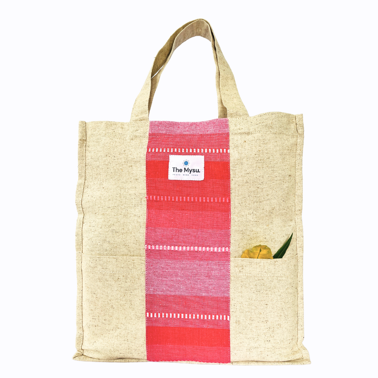 THE MYSU Heavy Duty Canvas Tote Bag - Pink Stripe - 14.5 inches (L) * 3 inches (W) * 16 inches (H)