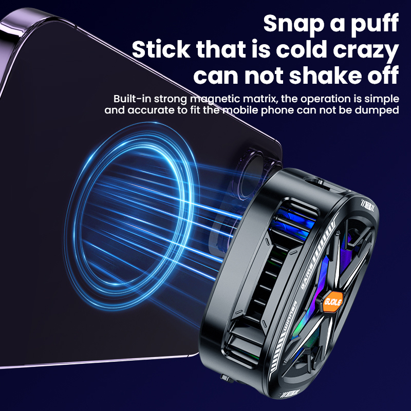 BlueWow FS05 Pro Black Shark Magnetic Cell Phone Cooler, RGB Phone Cooling Fan Portable Lightweight Mobile Phone Cooling Fan, Phone Radiator with Larger Cooling Area for Phone/Tablet/IPad. 