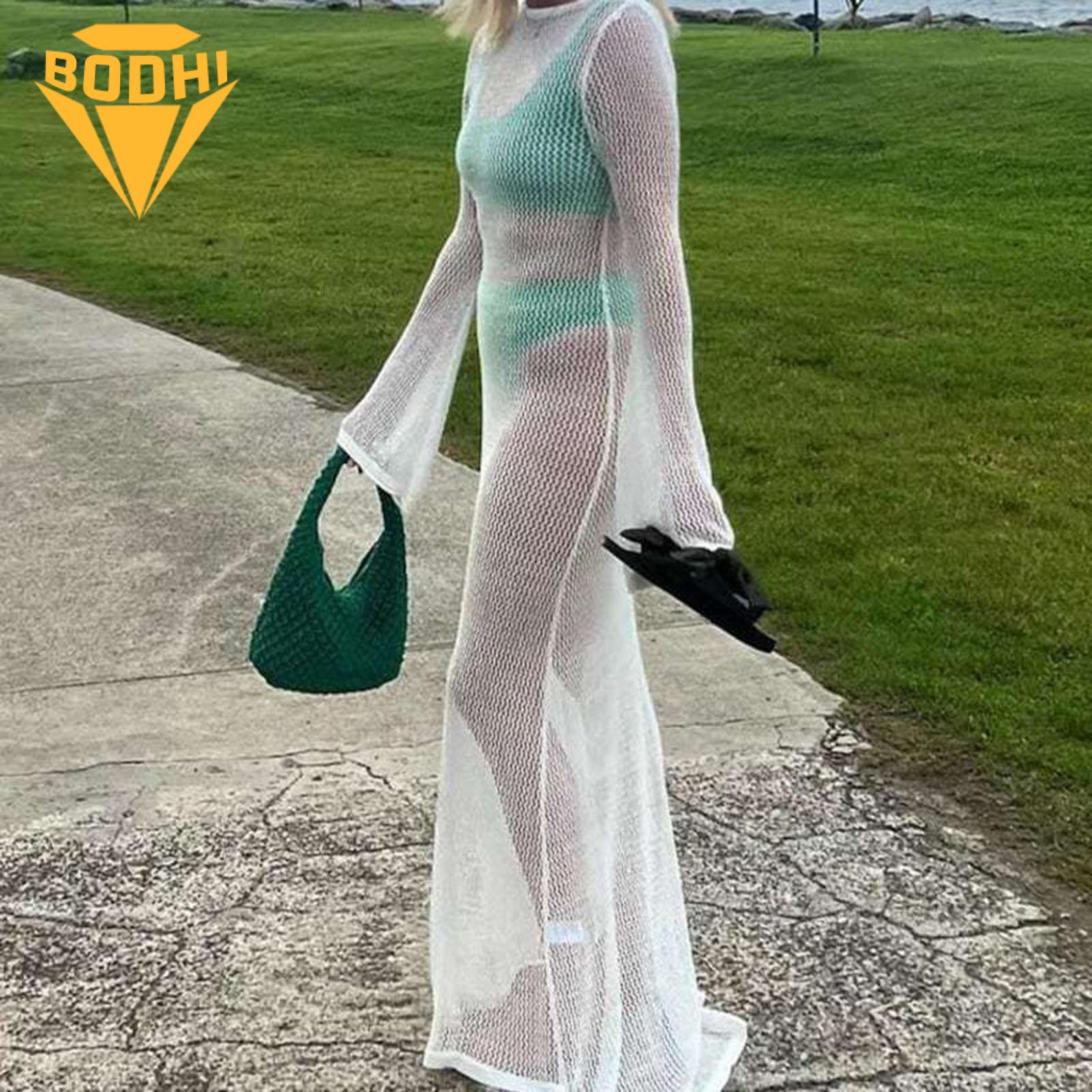 Comfortable Swim Cover-up Lace-up Backless Beach Cover-up Dress for Sun Protection Swimwear. 