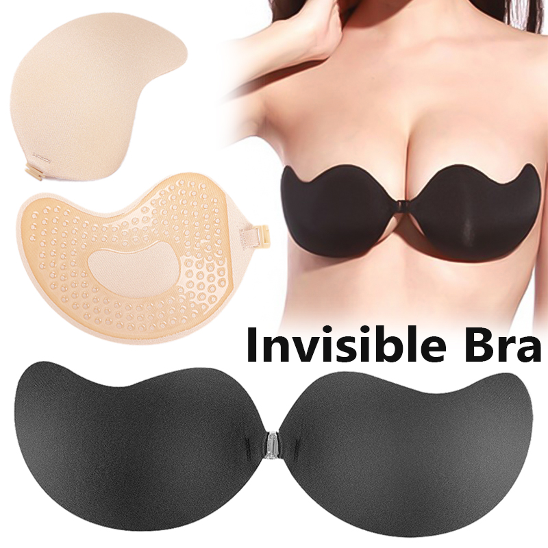 BIZIZA Bras for Women Invisible Sexy Invisible Strapless Nipple Covers Push  Up Tops Complexion XL