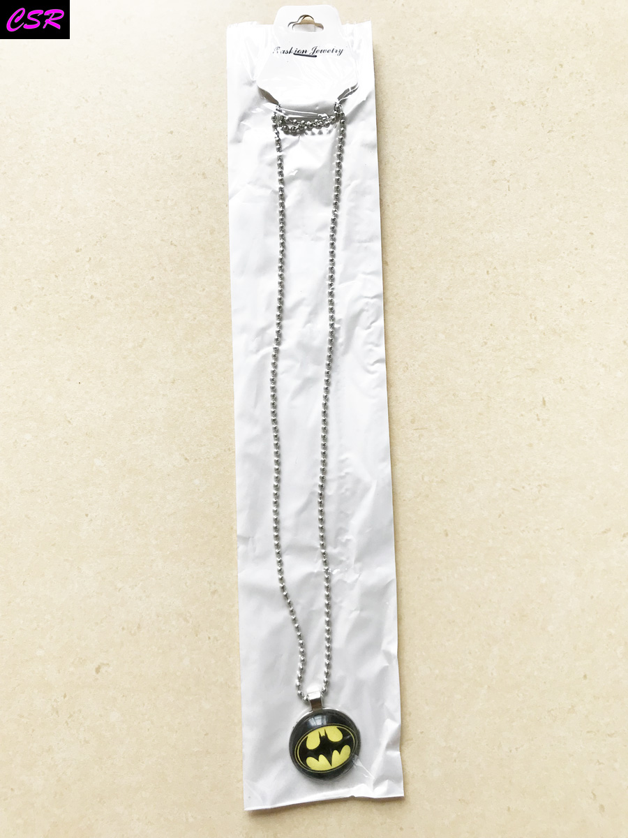 Batman Stainless Steel Pendant Necklace with Bead Chain, Superhero Jewelry, Batman Necklace Pendant Dog Tag DC Comics Logo Superhero Fashion Chain. 