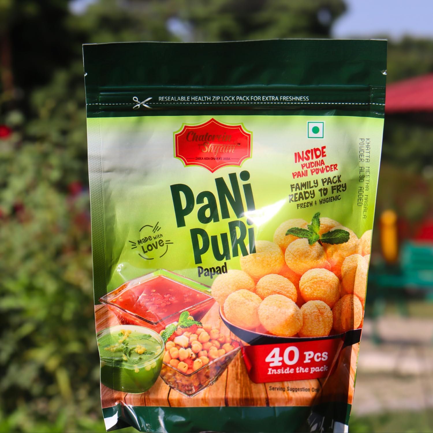 Chatorein Shyam Handmade Pani Puri Pellets | Premium Papad Fryums - 40 Pcs | Ready To Fry  (FROM INDIA) SAM. 