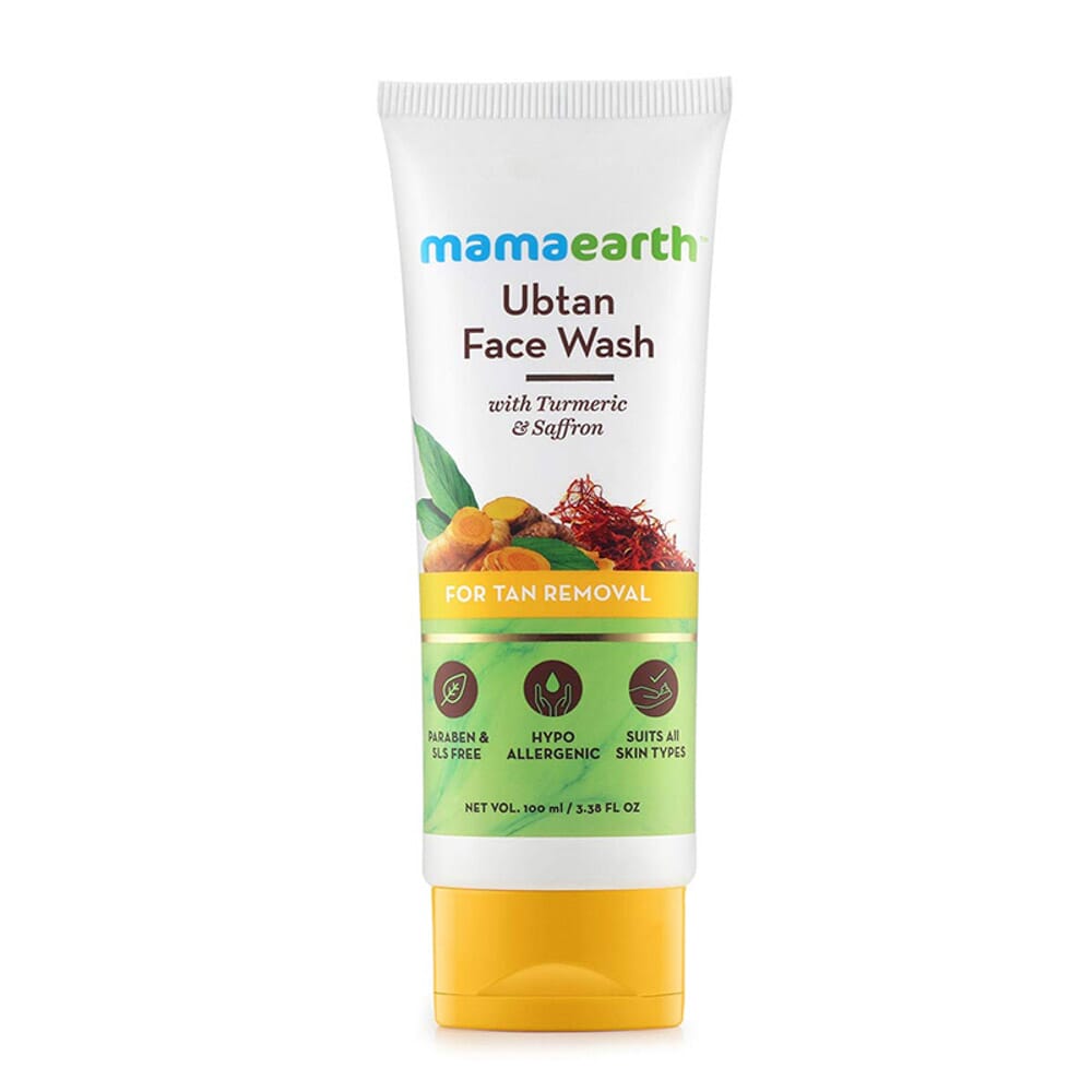 Mamaearth Ubtan Natural Face Wash For All Skin Type With Turmeric & Saffron For Tan Removal And Skin Brightning 100 Ml - Sls & Paraben Free