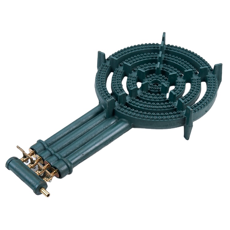 Black long handle 4 ring household hotel commercial cast iron gas burner cooker stove. 
