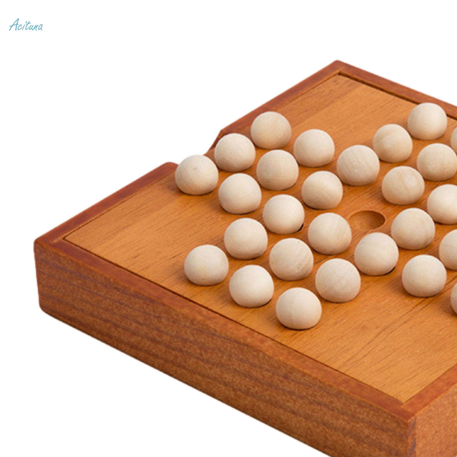 Peg Solitaire Board Game Chess Tabletop Game Marbles Game Board Classical and 33 Marbles. 
