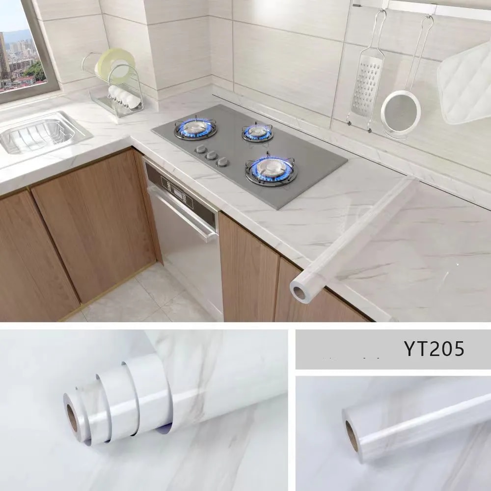 wall stickers Kitchen Oil-Proof Film Stove Waterproof Moisture-Proof Self-Adhesive Wallpaper Countertop Cabinet Renovation Tile Marble Sticker. 