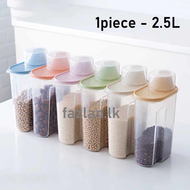 Food Storage Box Plastic Clear Container Set with Pour Lids Kitchen Storage Bottles Jars Dried Grains Tank 1.9L