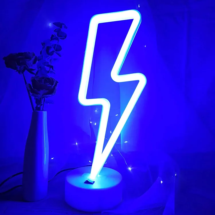 Lightning bolt best sale neon table lamp