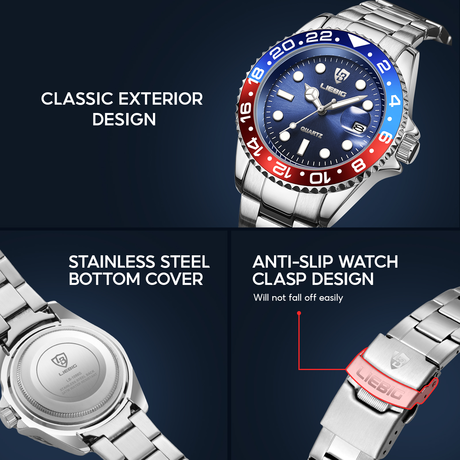 SKMEI X LIEBIG 【Buy 1 Get 3】Quartz Movement 30M Waterproof Pointer Luminous Fashion Casual Business Men's Watch L1098. 