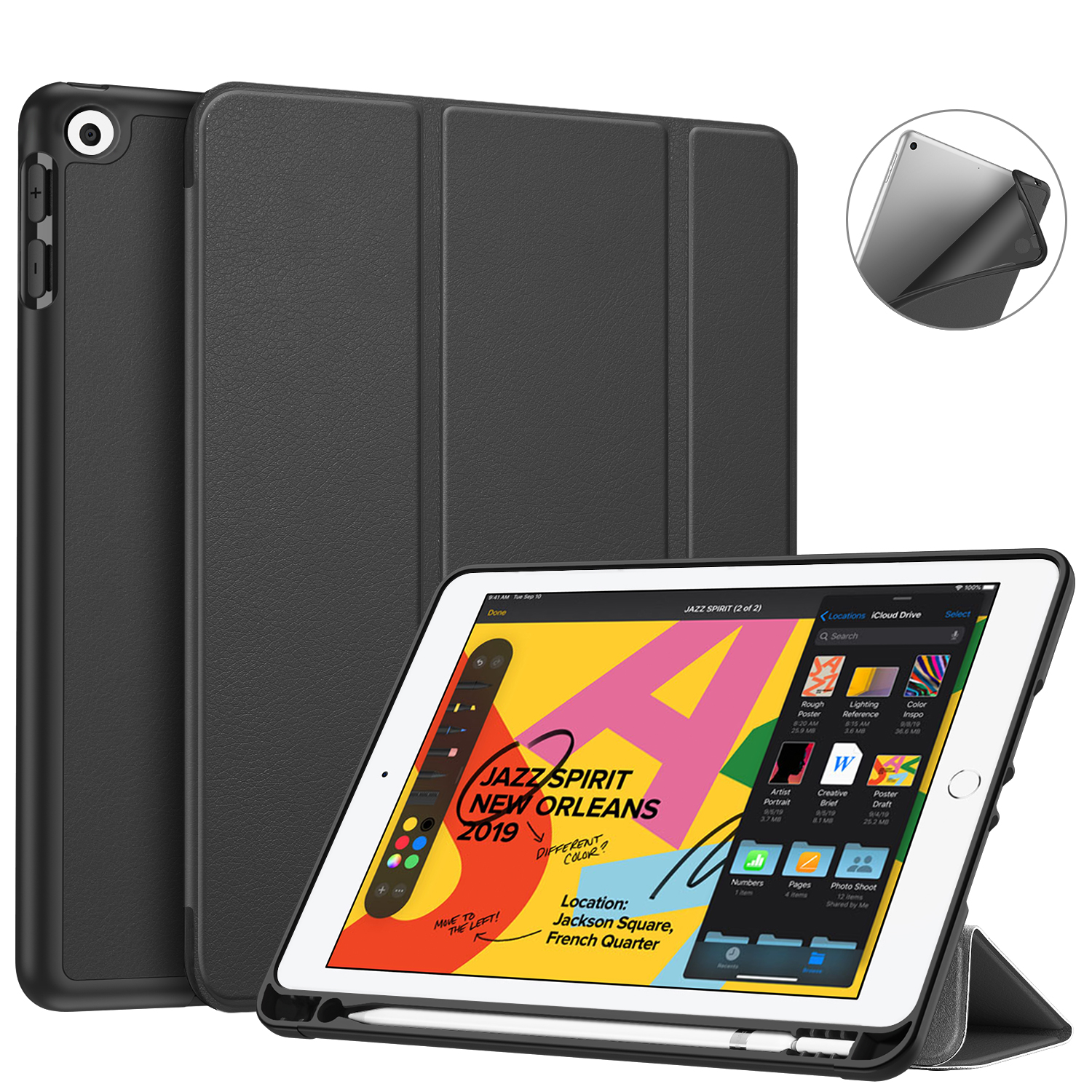 For iPad 9th Gen 2021 10.2 inch Case With Pencil Holder Smart Case