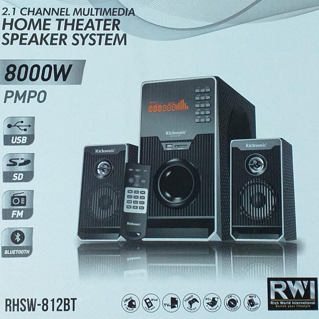 Richsonic Channel Multimedia Home Theater Speaker System 8000W PMPO