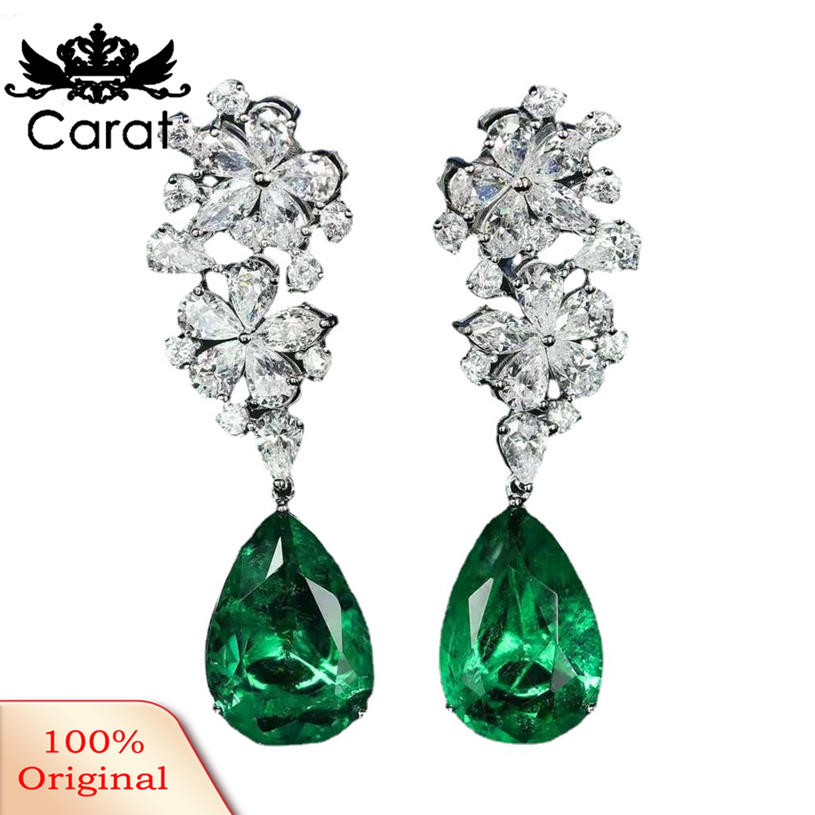 1 Pair Dangle Earrings Water Drop-shaped Flower Jewelry Geometric Faux Gem Stud Earrings Birthday Gifts