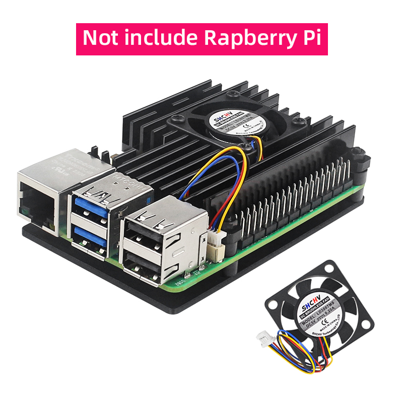 Raspberry Pi 5 Aluminum Case with PWN Fan Silicone Heatsink Active ...
