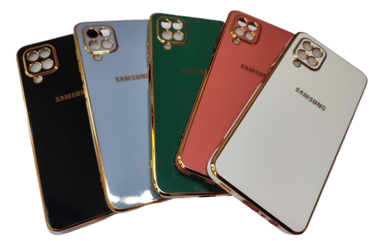 Samsung Galaxy A12 and M12 Gold Line Design High Quality Silicone Back Cover