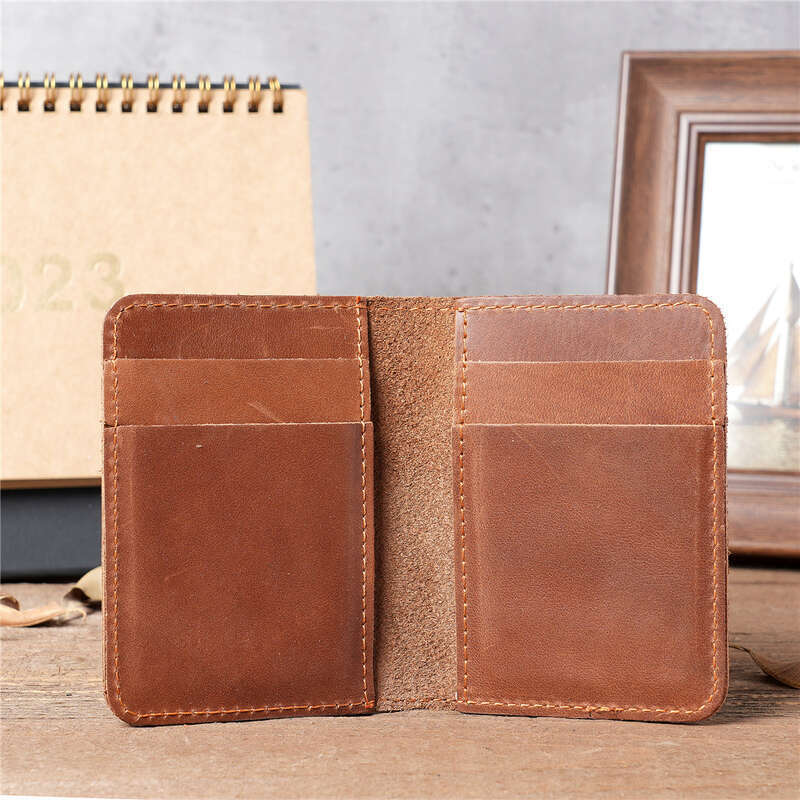 1088 Men's and Women's Genuine Crazy Horse Skin Head Layer Cow Leather Bag Wallet Pocket Simple Ultra thin Multi Card Space Large Capacity