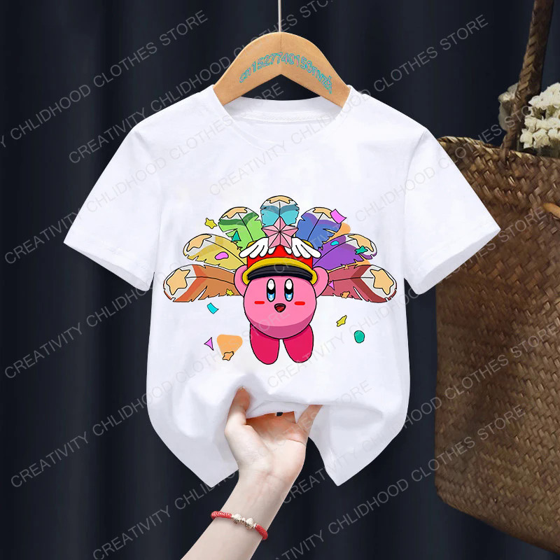New Kirby CHILDREN'S T shirt kawaii anime kid cartoons T-shirt game casual clothes short sleeve girl boy birthday tee shirts top. 