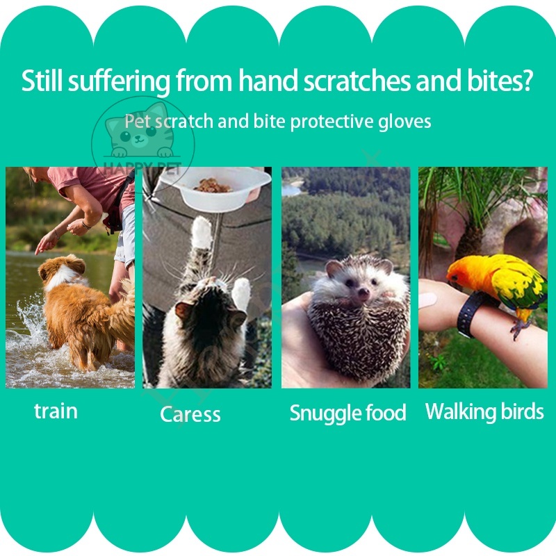 [Happy Pet Trading]Egowz Animal Handling Gloves Bite Proof Kevlar Reinforced Leather Padding,Dog,Cat Scratch,Reptile Squirrel Bite. 
