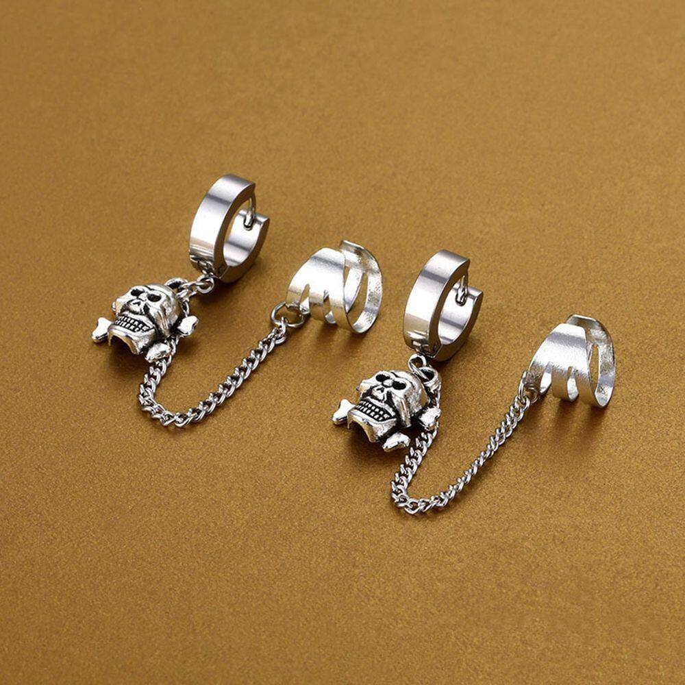 【WEJA】hikaw for women earings for women earrings earrings korean style Women Ear StudsFashion Earrings Hollow Star Men Ear Buckles Chain Stainless Steel Pentagram Cross Earrings Men Earrings Men Ear Clip Korean Style Earrings. 