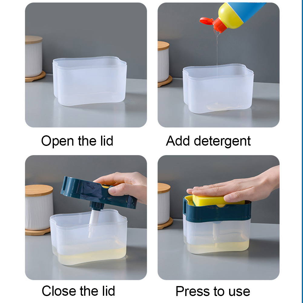 Portable Soap Pump Dispenser & Sponge Holder - Convenient Kitchen Dish Soap Dispenser with Integrated Sponge Storage. 
