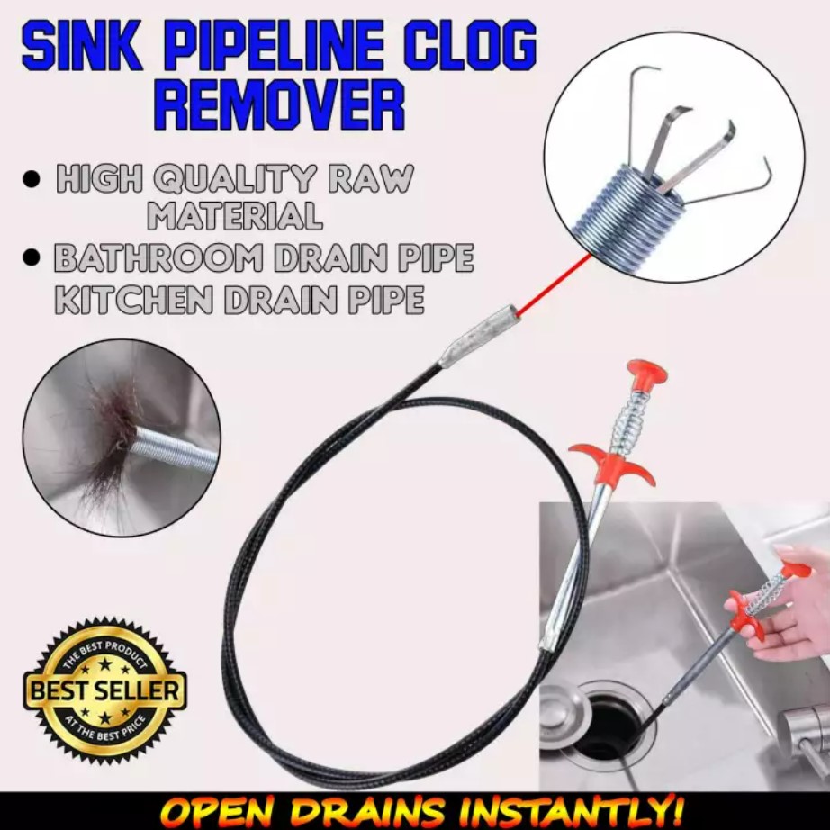 Long Drain Snake Clog Remover Drain Snake, Hair Drain Cleaning Tools, Stainless Steel Hair Catcher Clog Remover Tube Drain Cleaning for Kitchen/Sink/Bathroom Tub/Toilet