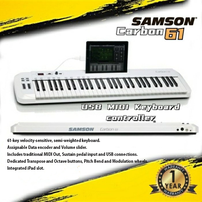 Samson Carbon 61 USB MIDIコントローラー Samson Carbon 61 - 61-Key USB MIDI Controller : Samson Audio