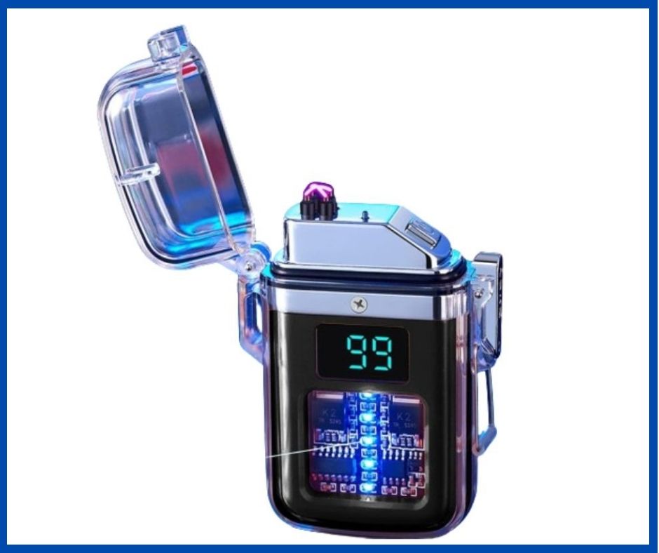 Double Arc Plasma Lighter, USB Rechargeable Lighters Flameless, Waterproof,Windproof, Lanyard, Outdoor Camping Accessories