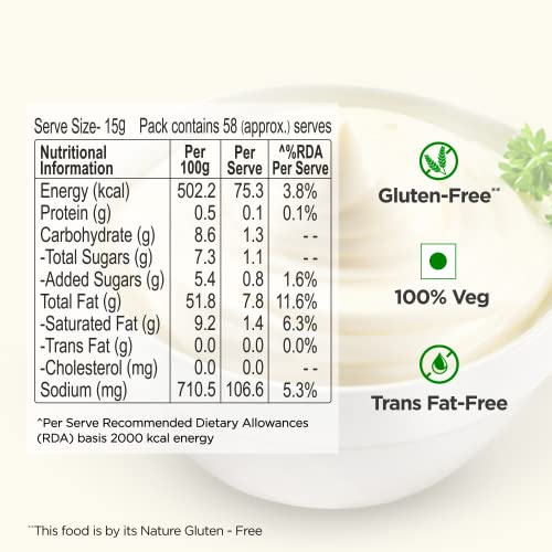 Dr. Oetker Fun Foods Veg Mayonnaise Original, 875g, 100% Veg, Trans Fat Free(FROM IND)JEZ. 
