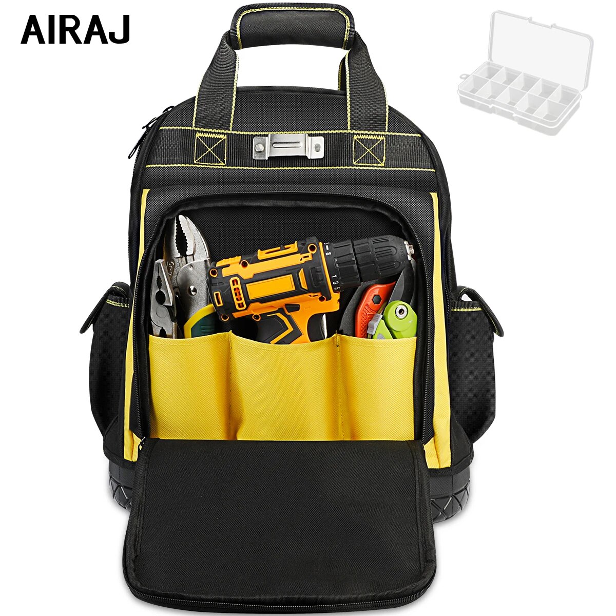 AIRAJ Waterproof Tool Backpack Tool Bag Rubber Base Heavy Duty Tool Organizer Electrician Plumber Maintenance Worker Tool Bags Pizazzazz