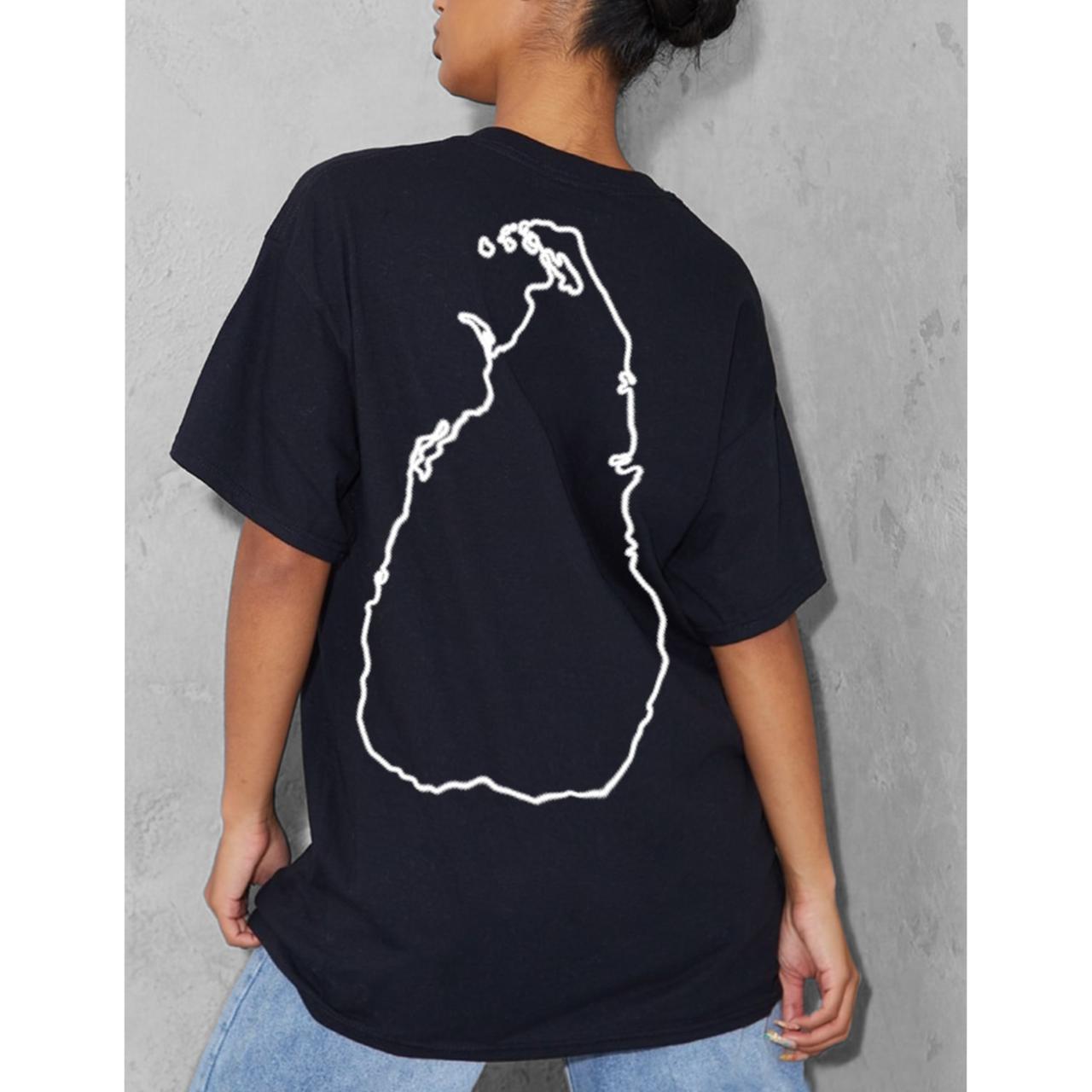 Double Side Lanka Map Graphic Oversized T-Shirt for men - Black. 