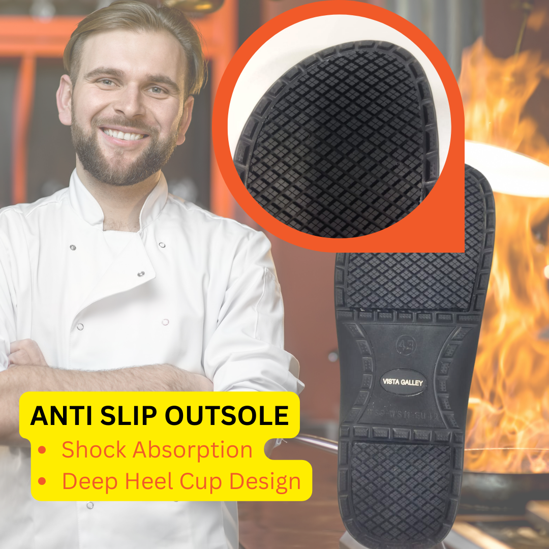 Vista Galley Chef Shoe | Oil Water Resistant Nursing Chef Shoes | Non Slip Food Service Kitchen Shoes, Non Slippery Shoe, Kitchen Safety Shoe, Safety Shoes for Men and Women l. 