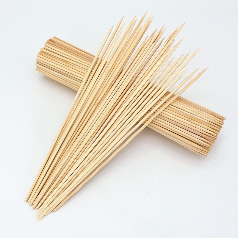 50pcs Bamboo Stick Food Grade Bamboo Skewer Sticks Disposable Natural Wood Long Stick For Barbecue Fruit BBQ Tools. 