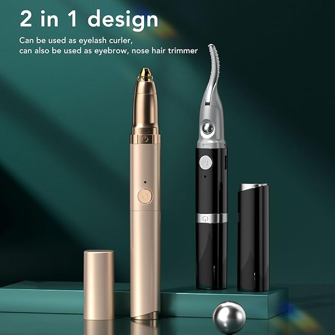 Safe to Use Eyelash Curler Usb Rechargeable Electric Eyelash Curler Trimmer Quick Heating 2-in-1 Multifunctional Tool for Perfectly Curled Lashes Groomed Brows Portable Easy to Use. 